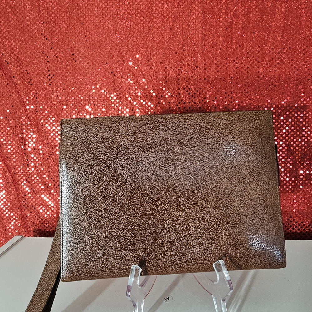 Salvatore Ferragamo Brown Leather Wristlet Clutch